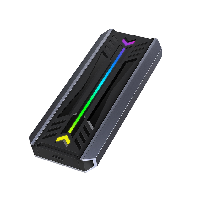 TISHRIC Aluminum Alloy Dual Protocol SSD Case M2 NVME RGB Marquee Portable External USB 3.1 Hard Drive Enclosure