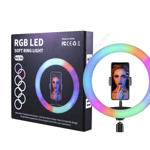 Vente en gros - Anneau lumineux LED RGB de 14 pouces, haute qualité, professionnel, pour maquillage, selfie, vidéo, film, vlog - Product Image 1