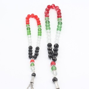 Bijoux fins Tasbih islamique musulman cristal islamique perles de prière Bracelets <span class=keywords><strong>33</strong></span> pièces 8mm 10mm drapeau palestinien Handstrings Bracelet - Product Image 4