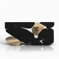 Table console rectangulaire en acier inoxydable et pierre, design moderne et créatif pour salon contemporain, hôtel