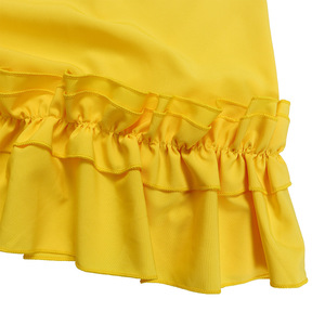 Robe décontractée mi-longue élégante à manches bouffantes, couleur unie, à nouer, à volants, style ample - Product Image 4