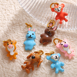 Animal Kawaii |   Abalorio de Animal Esmaltado en Latón Chapado en Oro de 18K para la Fabricación de Joyas |   Colgante de Animal de Dibujos Animados - Product Image 3