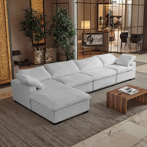 Ensemble modulaire sectionnel en tissu éponge White Cloud Wind Corner pour salon, en coton et lin, idéal pour appartement et centre commercial - Product Image 4