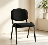 Chaise de visiteur empilable en tissu, cadre en métal noir, pour conférences, formations et personnel