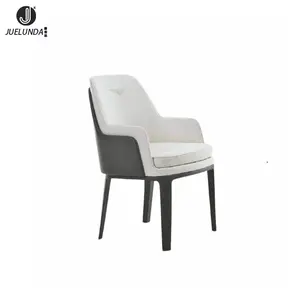Modern Furniture Villa Microfiber Leather Dining Chair Light Luxury Arborite Veneer Soild Wood Frame Dining Chair