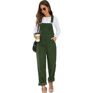 Overol de Pana FOXA para Mujer, Corte Holgado, Tirantes Ajustables, Pierna Ancha, con Bolsillos, 100% Algodón, Lavable, Diseño Sencillo - Product Image 1