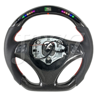 Volant de voiture personnalisé en cuir perforé et fibre de carbone avec affichage LED pour BMW E36 E46 E81 E87 E91 E92 E93 2005-2012