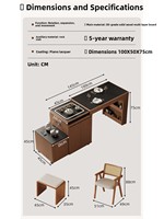Table à thé mobile de style vintage pour petits salons, usage domestique, table à thé rotative et extensible en dalle de roche, table à thé de balcon
