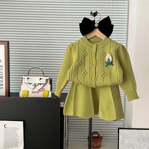 Nouvel ensemble pull cardigan 2 pièces pour bébé, style automne-hiver 2026, 100 % coton uni pour enfants - Product Image 1