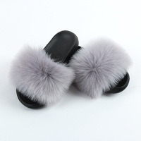 Printemps été femme mode fourrure pour pantoufles nouveau style européen-américain cheveux de renard inspiré usage domestique