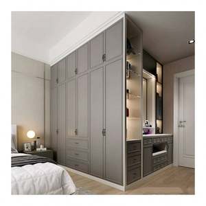 Armoire à portes shaker grises populaires 2024, meubles de chambre à coucher pour la maison, étagères à vêtements, placards - Product Image 1