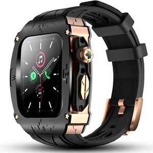 Boîtier de Modification de luxe bracelet de montre intégré pour <span class=keywords><strong>Apple</strong></span> <span class=keywords><strong>Watch</strong></span> 44mm 45mm série 9 <span class=keywords><strong>8</strong></span> 7 étui de protection en métal pare-chocs - Product Image 1
