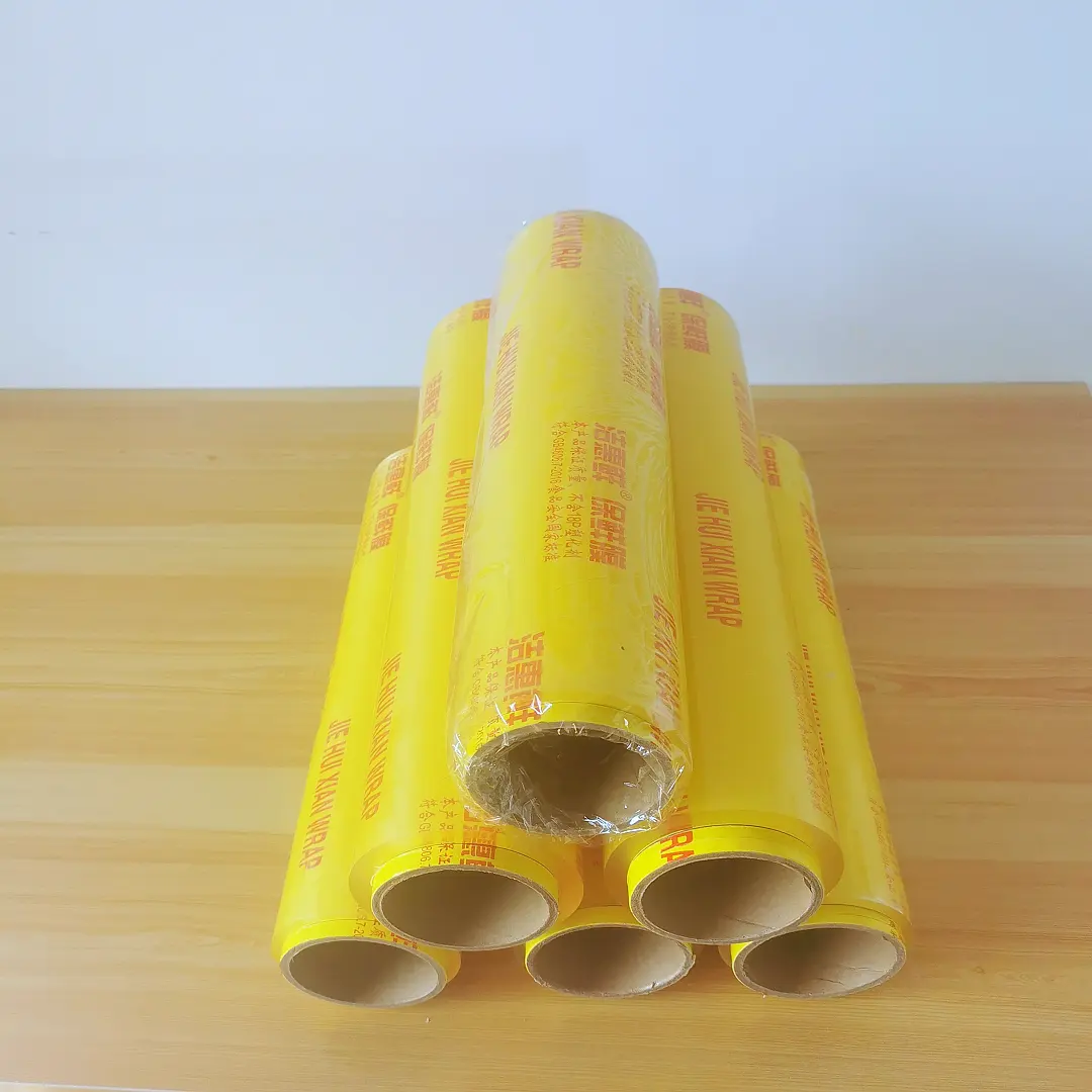 Self Adhesive PVC Transparent Film Food Packing Film Food Grade PVC Cling Film 45cm*500m