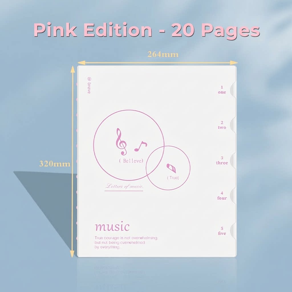 Classified Mushroom Snap Music Score Folder, 30 Pages, Pink
