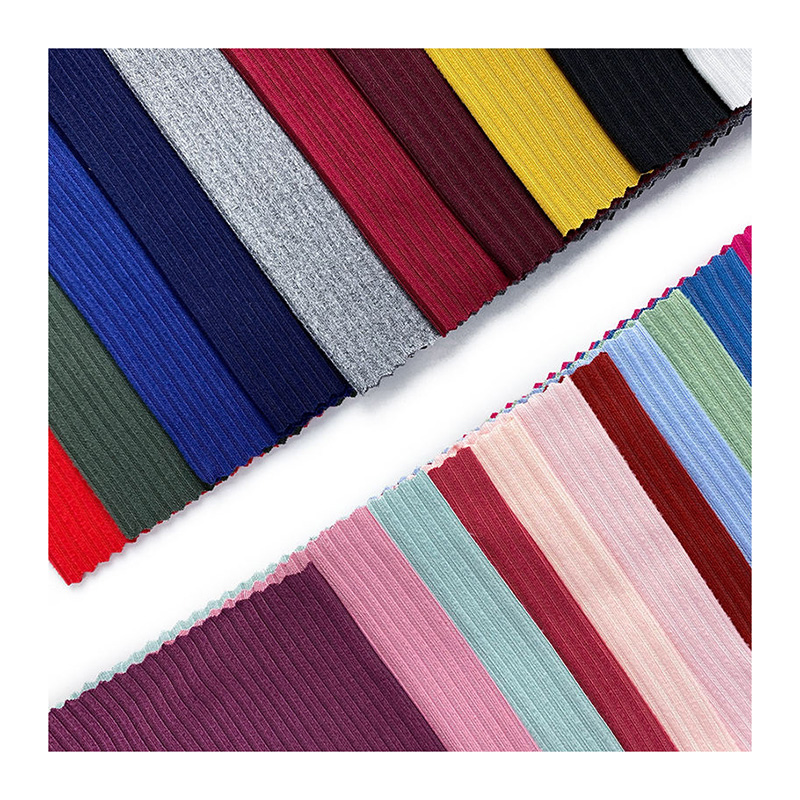 160-220gsm DTY Polyester Spandex Rib Print Fabric Two Side Brush 96%polyester 4%spandex for Shirt Cuff Neckline