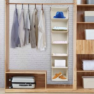 Wholesale 6-Layer Custom Logo Rectangle Wardrobe Storage Bag Hanging Organizer <b>Hooks</b> Non-Woven Fabric Folding for Clothes Sewing - Product Image 2