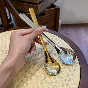 طقم أدوات مائدة من الفولاذ المقاوم للصدأ 304 الأكثر مبيعًا، مجموعة ملاعق طويلة المقبض، أدوات فضية وذهبية للحفلات والمطاعم - Product Image 3