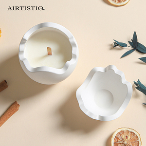 Pot de ciment en céramique de cire de soja de forme ronde d'œuf au Design moderne bougie parfumée avec couvercle - Product Image 1