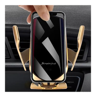 Support de téléphone portable pour voiture avec chargeur sans fil à fixation automatique par capteur intelligent, support de ventilation flexible R1 10W, charge rapide