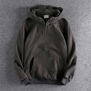 เสื้อฮู้ดดี้ผู้ชายทรงโอเวอร์ไซส์ คอซิป 1/4  คิงเซ็น คุณภาพสูง ผ้าฝ้าย 100% รับทำโลโก้ตามสั่ง OEM ODM สไตล์สตรีทแวร์ - Product Image 5
