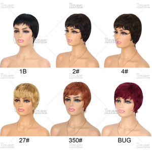 Perruques Courtes Pixie en <span class=keywords><strong>Cheveux</strong></span> Humains, Coupe Pixie, Perruques Courtes Noires Ondulées et Dégradées en <span class=keywords><strong>Cheveux</strong></span> Humains pour Femmes Noires - Product Image 5