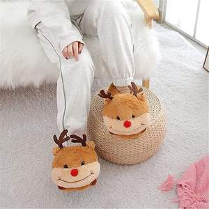 Pantoufles douillettes pour femmes, personnalisées, mignonnes, en forme de <span class=keywords><strong>cochon</strong></span>, en fourrure, pour la maison, pantoufles chaudes d'hiver, pantoufles en peluche de Noël - Product Image 6