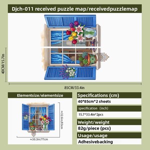 Pegatina de Pared 3D con Diseño de Ventana Azul - Calcomanía Colorida de Tulipanes, Suculentas y Taza de Café con Atrapasueños para Sala de Estar y Dormitorio H - Product Image 5