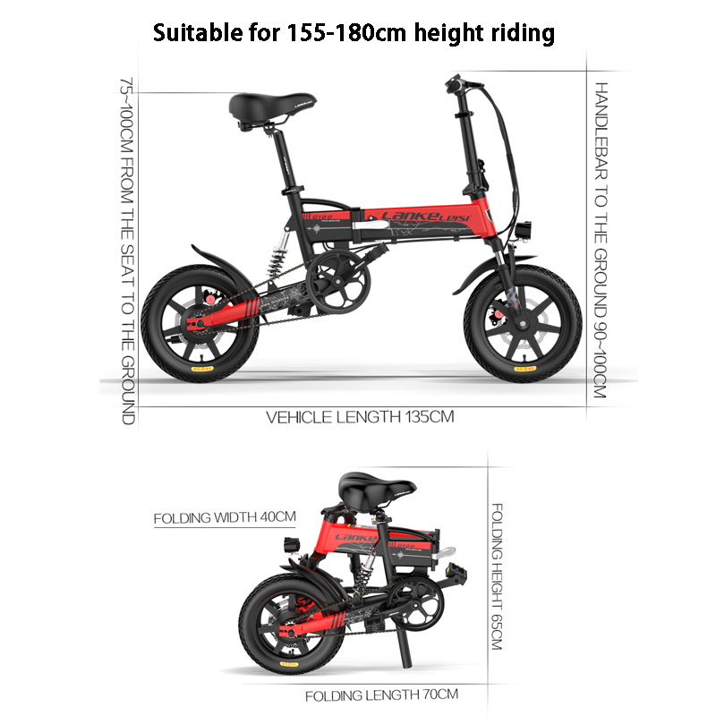 LANKELEISI G10014インチミニ電動自転車36v8.7ah400wリチウム電池