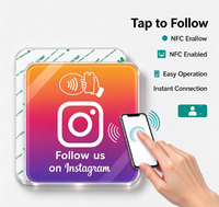 Plaque NFC personnalisée en acrylique pour réseaux sociaux, autocollant de table NFC « Tap to Follow », programmable pour les magasins de services