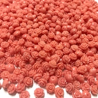 Soldes de liquidation Perles de pierres précieuses en vrac de 7 mm pour accessoires de bijoux, perles de corail rose synthétique sculptées en forme de fleur