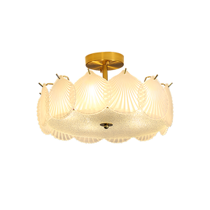 Gran oferta, lámparas de cristal de techo con luz crema francesa, lámpara colgante de araña de cristal con conchas esmeriladas modernas europeas - Product Image 6