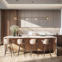 Armoire de cuisine moderne laquée grise et brillante de style italien Armoire de cuisine en bois massif orné MDF avec charnière Robinet d'évier en verre