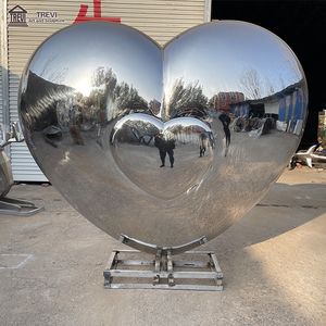 Scultura moderna di amore in acciaio inox alta lucida grande statua del cuore per la città - Product Image 3
