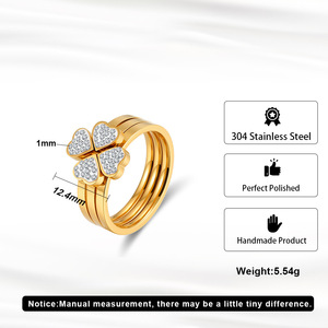 Bague Cœur Minimaliste Empilable en Acier Inoxydable 304 Plaqué Or 18K avec Zircons Pavés pour Filles – Idéale au Quotidien - Product Image 5