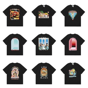 Camiseta Holgada de Algodón Estampada de 280g del Club de Tenis <span class=keywords><strong>Casablanca</strong></span> con Patrón Retro Surrealista, Unisex, Estilo Casual Urbano para Parejas - Product Image 5