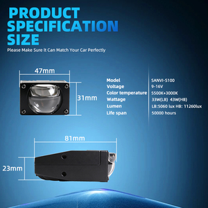 Automotive motorcycle led grille driving working fog <b>light</b> 43w mini size white yellow color led <b>projector</b> lens headlight kits - Product Image 5