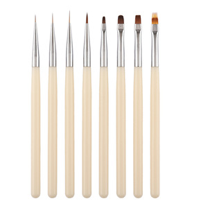 Ensemble de 8 pinceaux à ongles en acrylique blanc laiteux, style japonais, pour le dessin de lignes, le mélange et le gel dégradé - Product Image 6