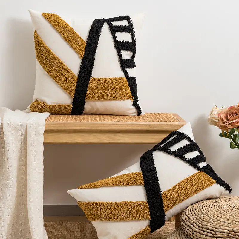 Capa de travesseiro tufado personalizada para sofá de tecido de algodão, capa de almofada boho para casa de fazenda, novidade nórdica