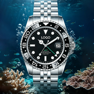 Custom Logo GMT <b>Automatic</b> Mechanical Watch 304 Stainless Steel Sapphire Glass 50M Waterproof Luminous Dial Men <b>Wristwatch</b> - Product Image 3