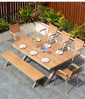Ensemble de meubles de jardin en aluminium pour terrasse extérieure, table et chaises empilables, bistrot en plastique et bois
