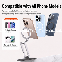 Support de téléphone magnétique en aluminium compatible avec les smartphones iPhone et Android, support de bureau pliable réglable sur 3 axes