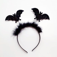 Serre-tête réutilisable en plastique pour Halloween avec pince tête de chauve-souris, ressort araignée et plumes, décoration fantôme créative pour fête et bal de promo