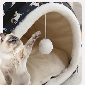 Cama <span class=keywords><strong>para</strong></span> Mascotas Antideslizante, Linda, <span class=keywords><strong>para</strong></span> Todas las Estaciones, Tipo Cueva, <span class=keywords><strong>de</strong></span> Felpa, Lavable, Portátil, Cálida, Plegable, con Relleno Extraíble - Product Image 4