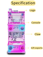 Mini machine d'arcade à griffes à double couche 4 joueurs Grue jouet en plastique à pièces Garantie 1 an Bénéfices élevés pour les jeux cadeaux