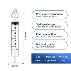 Lave-<span class=keywords><strong>nez</strong></span> de sécurité en PVC approuvé CE ISO 10ml 4 pièces dispositif de <span class=keywords><strong>lavage</strong></span> d'irrigation nasale pour bébé rhinite irrigateur nasal - Product Image 2