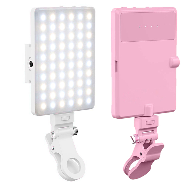 Portable Rechargeable LED Clip-On Lamp for Mobile Phone Camera Fill Light for Selfie Live Streaming Photography & Video