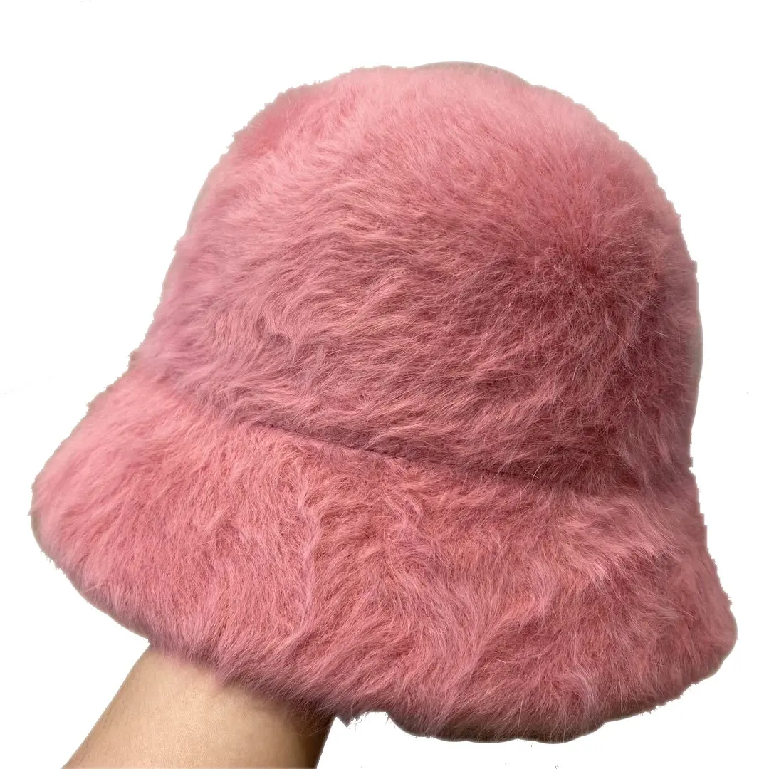 Sombrero de piel sintética para hombre y mujer, gorra de cubo de piel sintética de color rosa liso, alta calidad, unisex