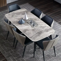Ensemble de table et de chaises de salle à manger modernes de luxe en bambou et dalle de roche, meubles de restaurant et d'hôtel pour usage domestique