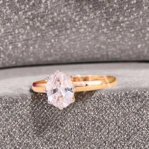 Anillo de oro de 18 quilates para mujer con diseño de diamante americano clásico, joyería elegante de piedras preciosas para fiesta de boda o aniversario con estilo - Product Image 1