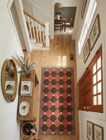 Geometric Modern Wool Jute Runner Rug Tassels Handwoven Farmhouse Carpet Washable Non-Slip Accent Bedroom Hallway Entryway